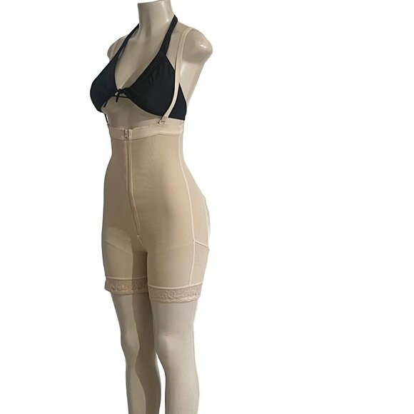 Mid-Thigh Post-Surgical Compression Body Shaper Detachable Straps Zipper Crotch - Picture 8 of 9